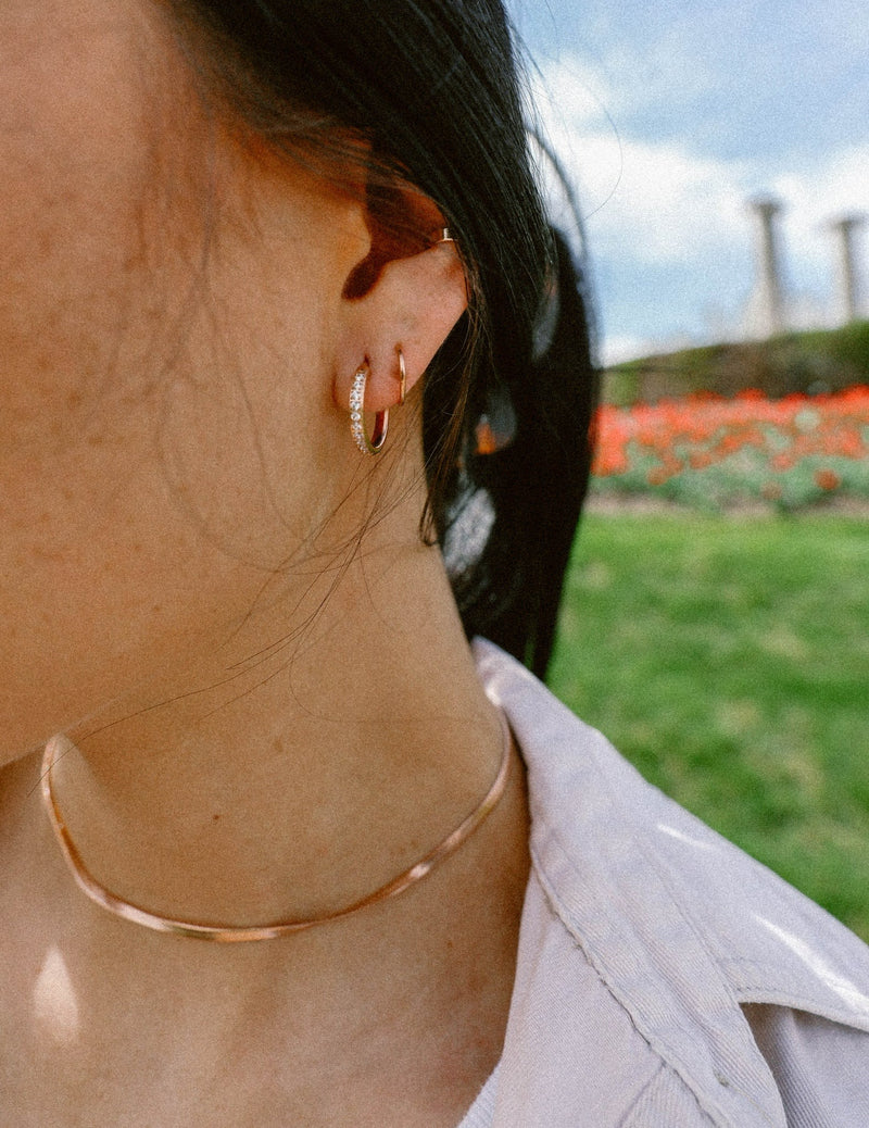 Diamond Double Twist Hoop Ear Ring
