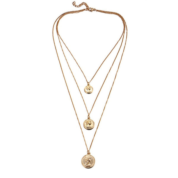 Vintage Carved Coin Necklace