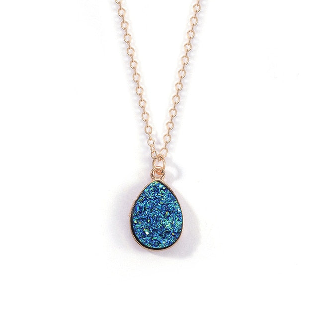 Crystal Stone Droplet Necklace